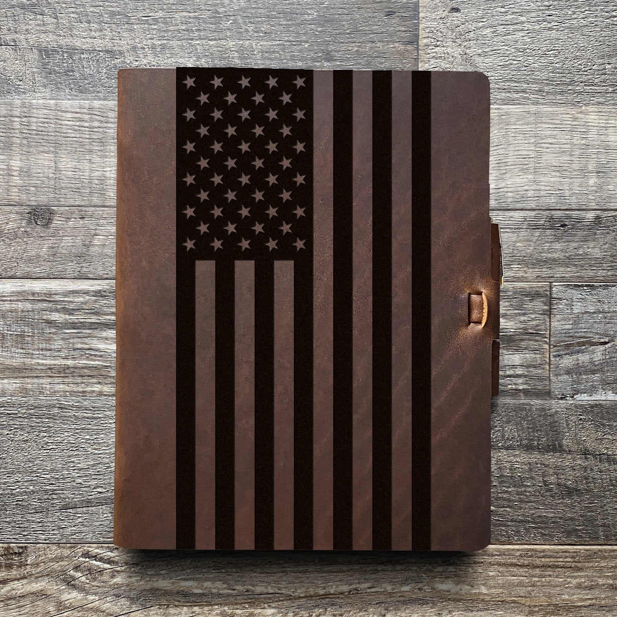 American Flag - Large - Engraving Design - Refillable Leather Journals