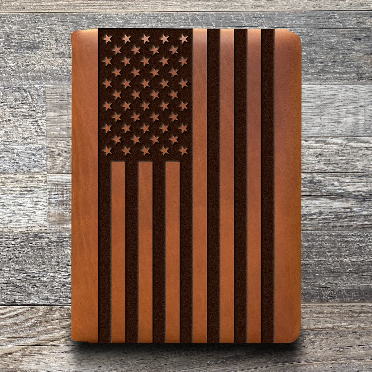 American Flag - Large - Engraving Design - Refillable Leather Folios