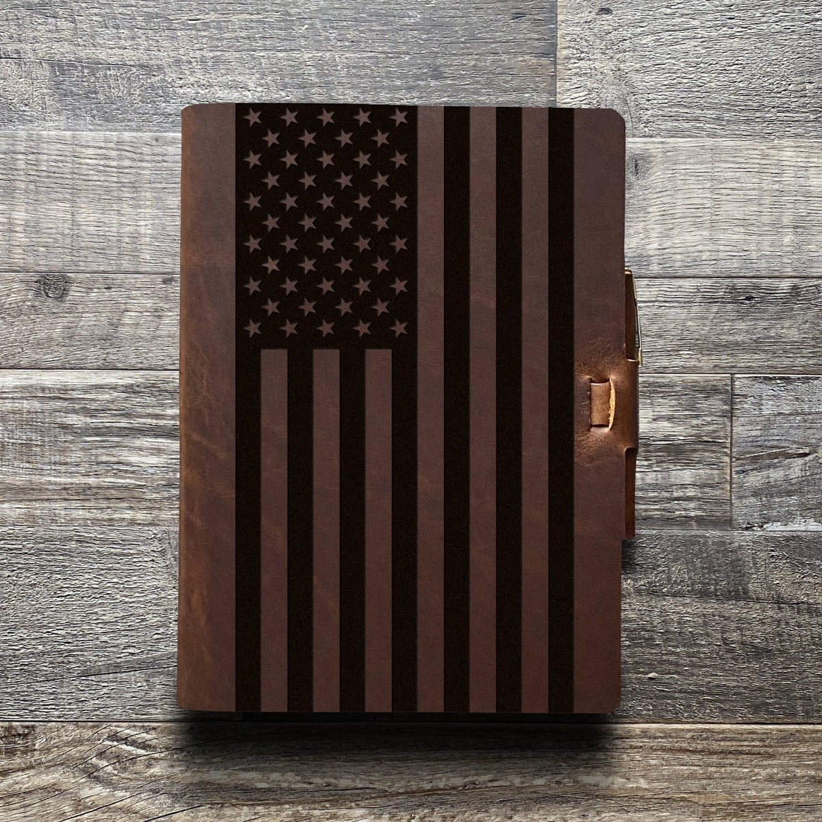 American Flag - Large - Engraving Design - Refillable Leather Journals