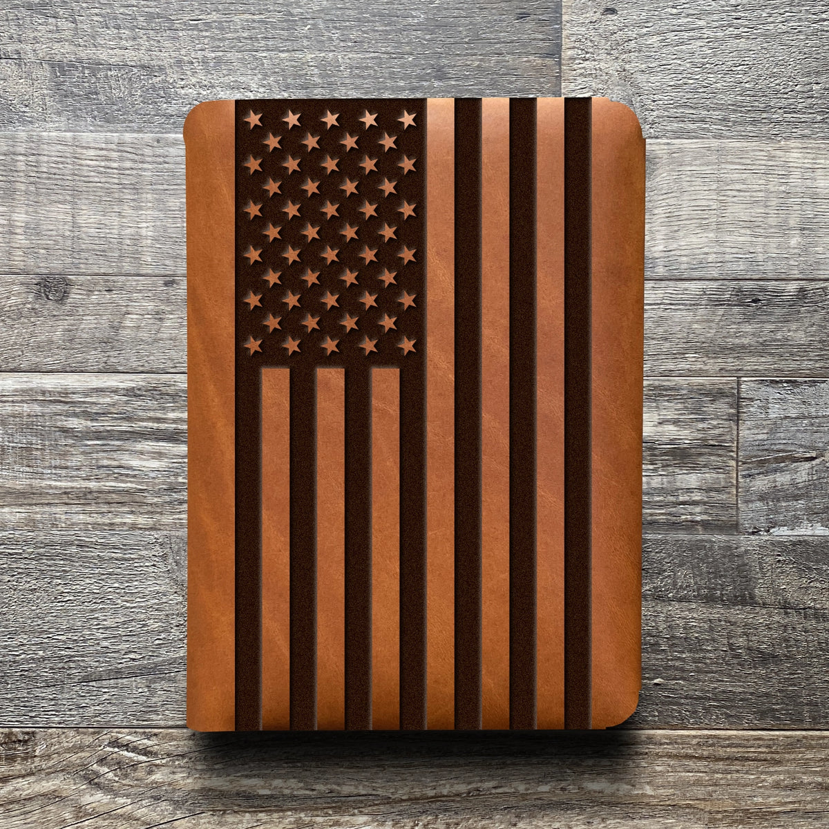 American Flag - Large - Engraving Design - Refillable Leather Folios