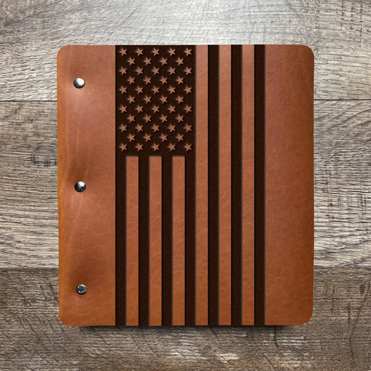 American Flag - Large - Engraving Design - Refillable Leather Binders