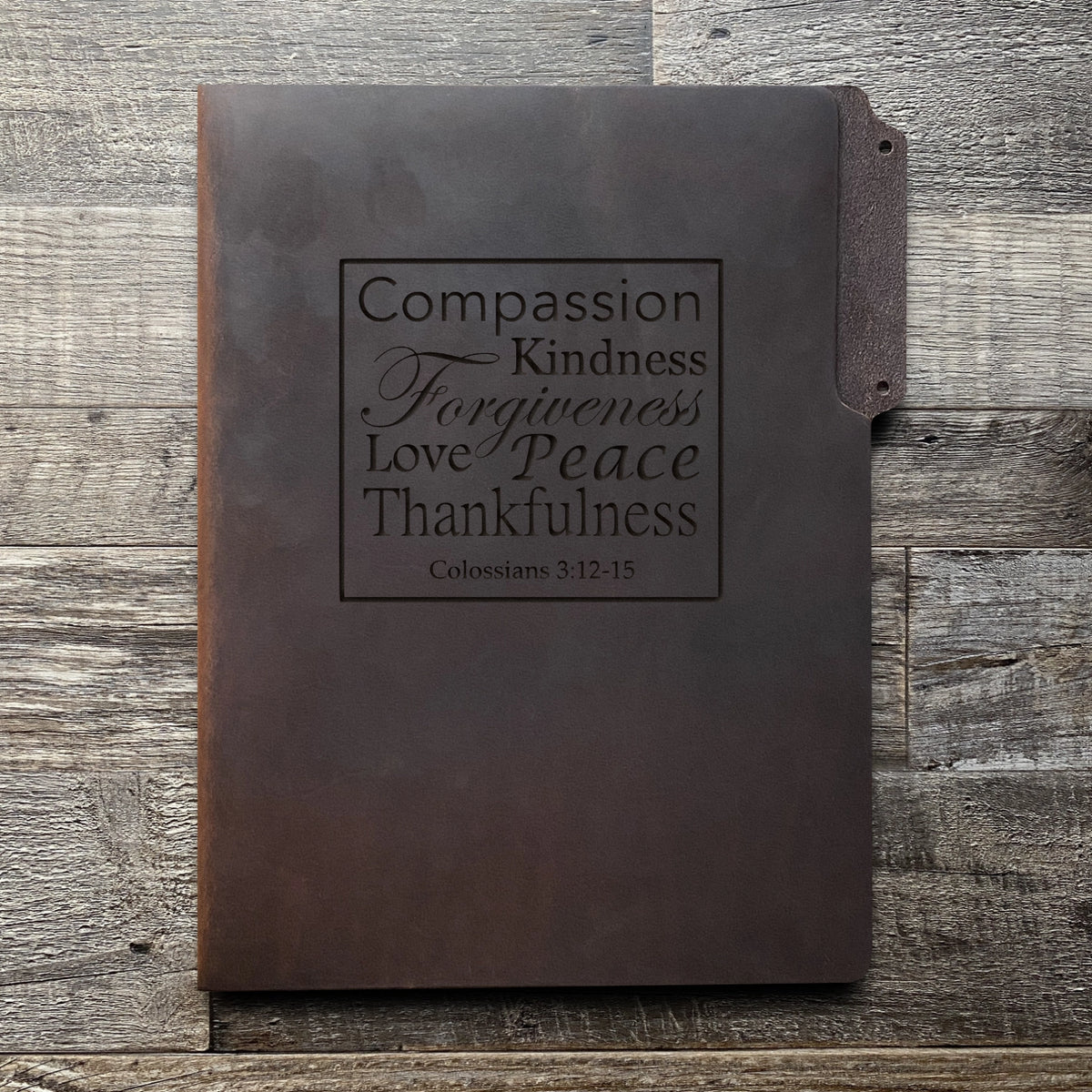 Colossians 3:12-15 - Engraving Design - Leather File Folder