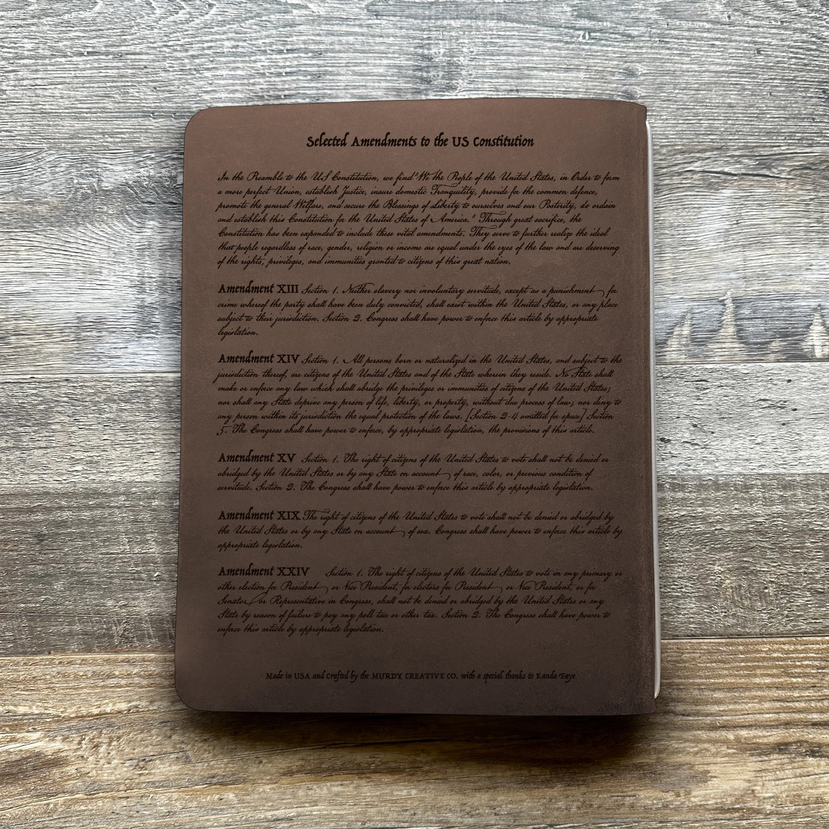 Constitution - Engraving Design - Refillable Leather Covers