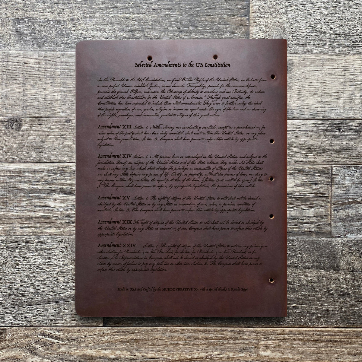 Constitution - Engraving Design - Leather Folder