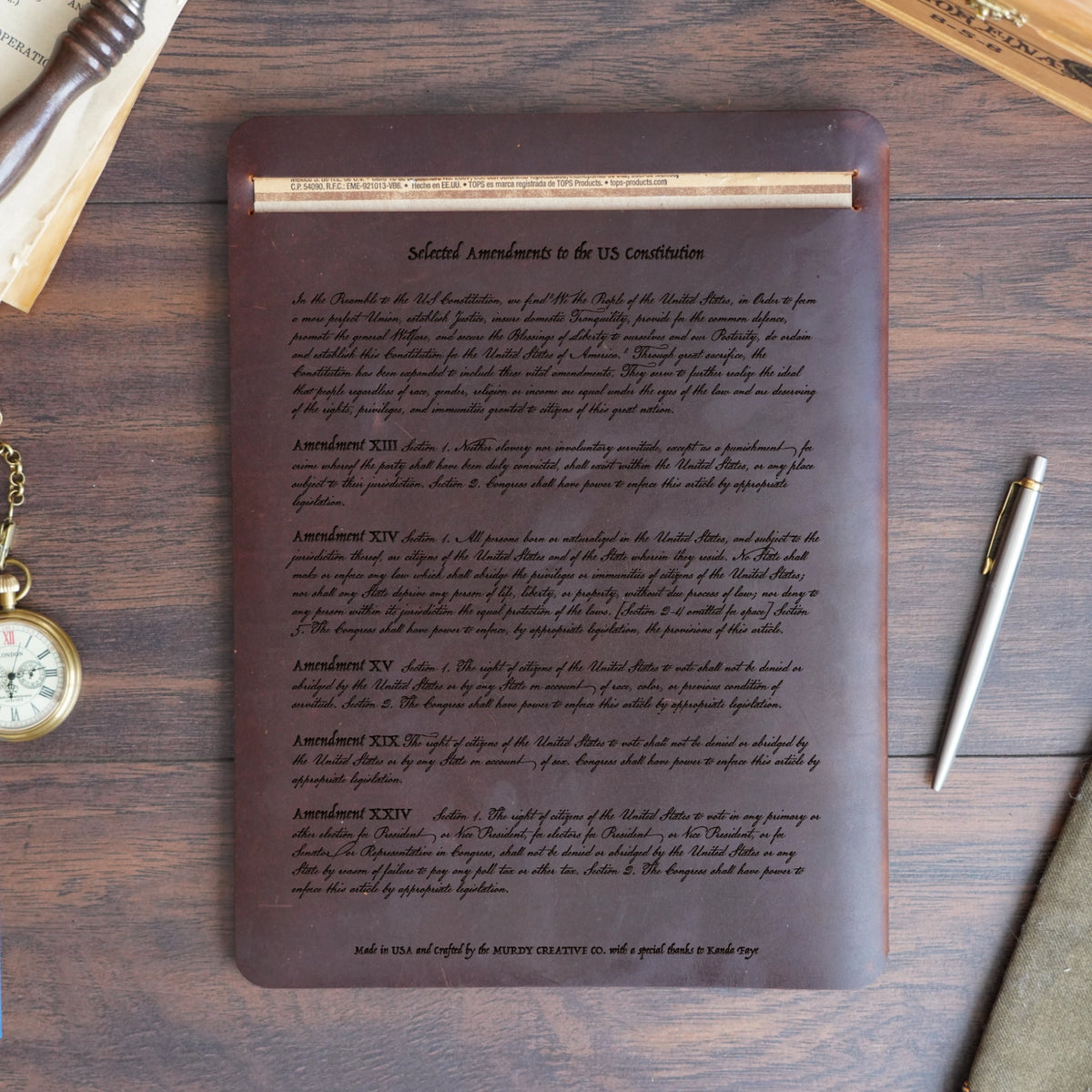 Constitution - Engraving Design - Refillable Leather Slip Covers