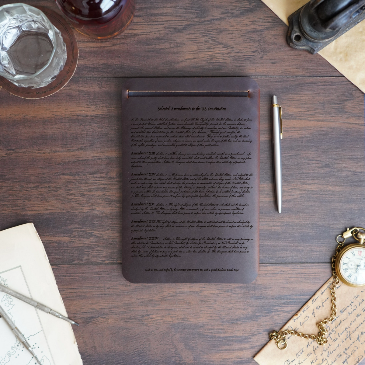 Constitution - Engraving Design - Refillable Leather Slip Covers