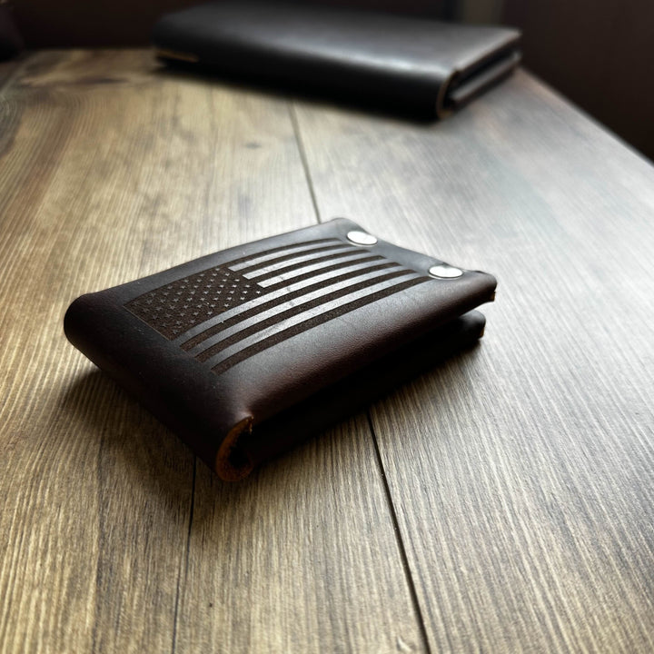 American Flag Bi-Fold Leather Wallet