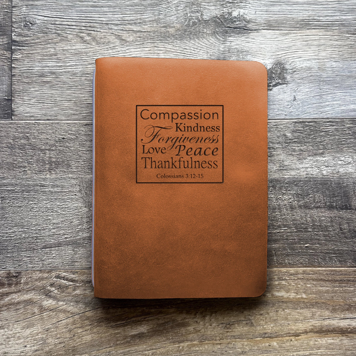 Colossians 3:12-15 - Engraving Design - Refillable Leather Covers