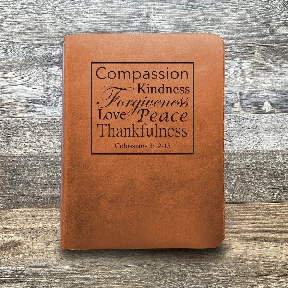 Colossians 3:12-15 - Engraving Design - Refillable Leather Covers
