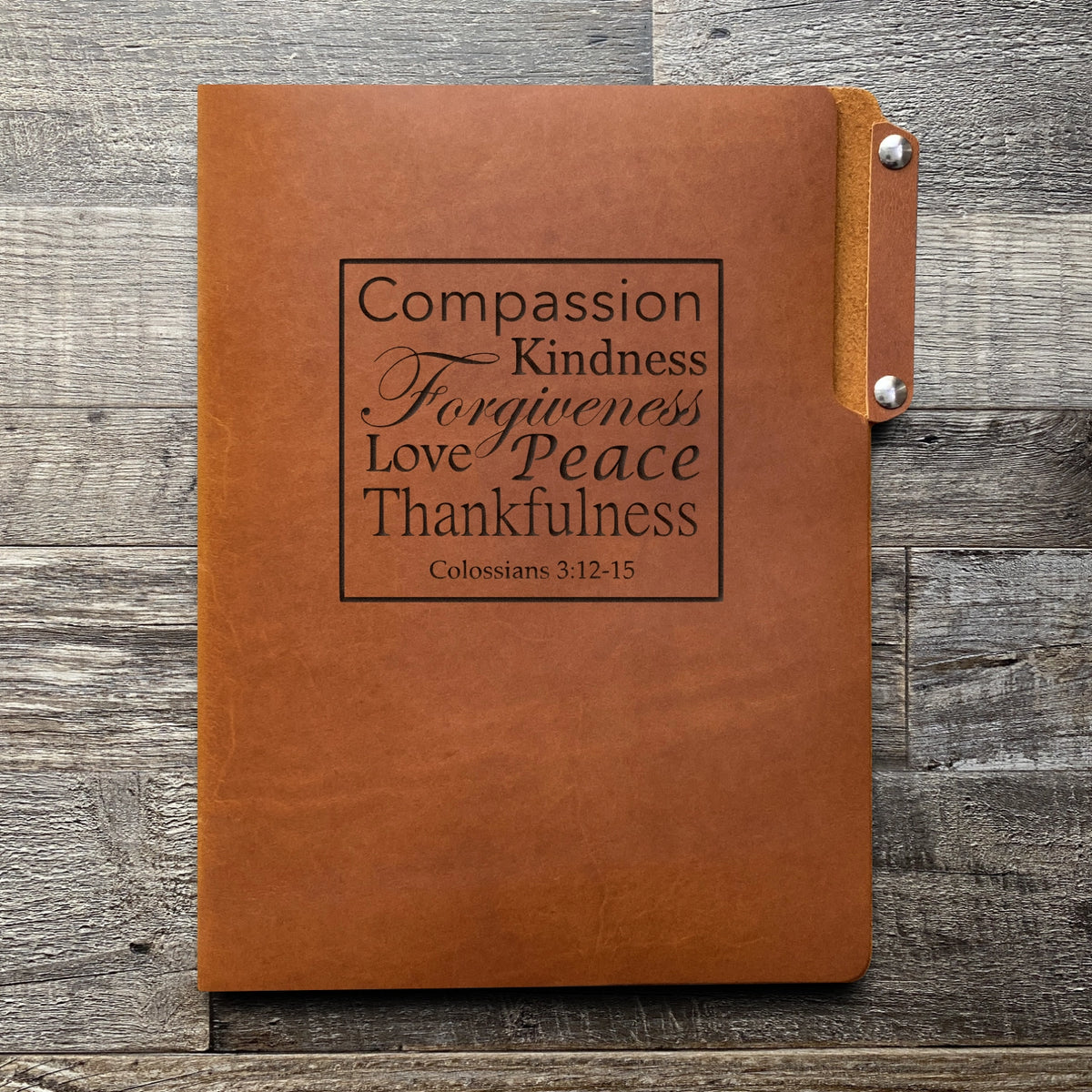 Colossians 3:12-15 - Engraving Design - Leather File Folder