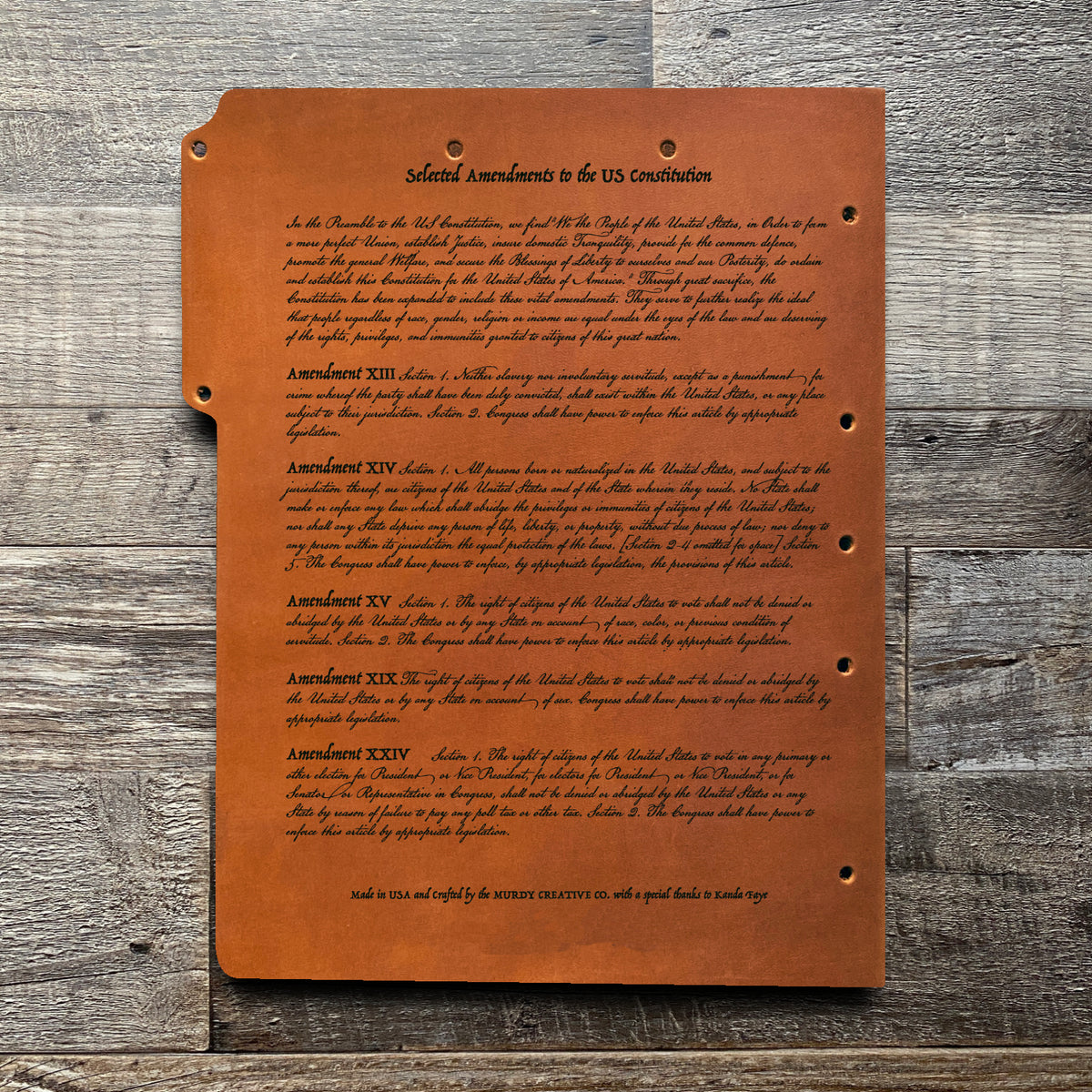 Constitution - Engraving Design - Leather File Folder