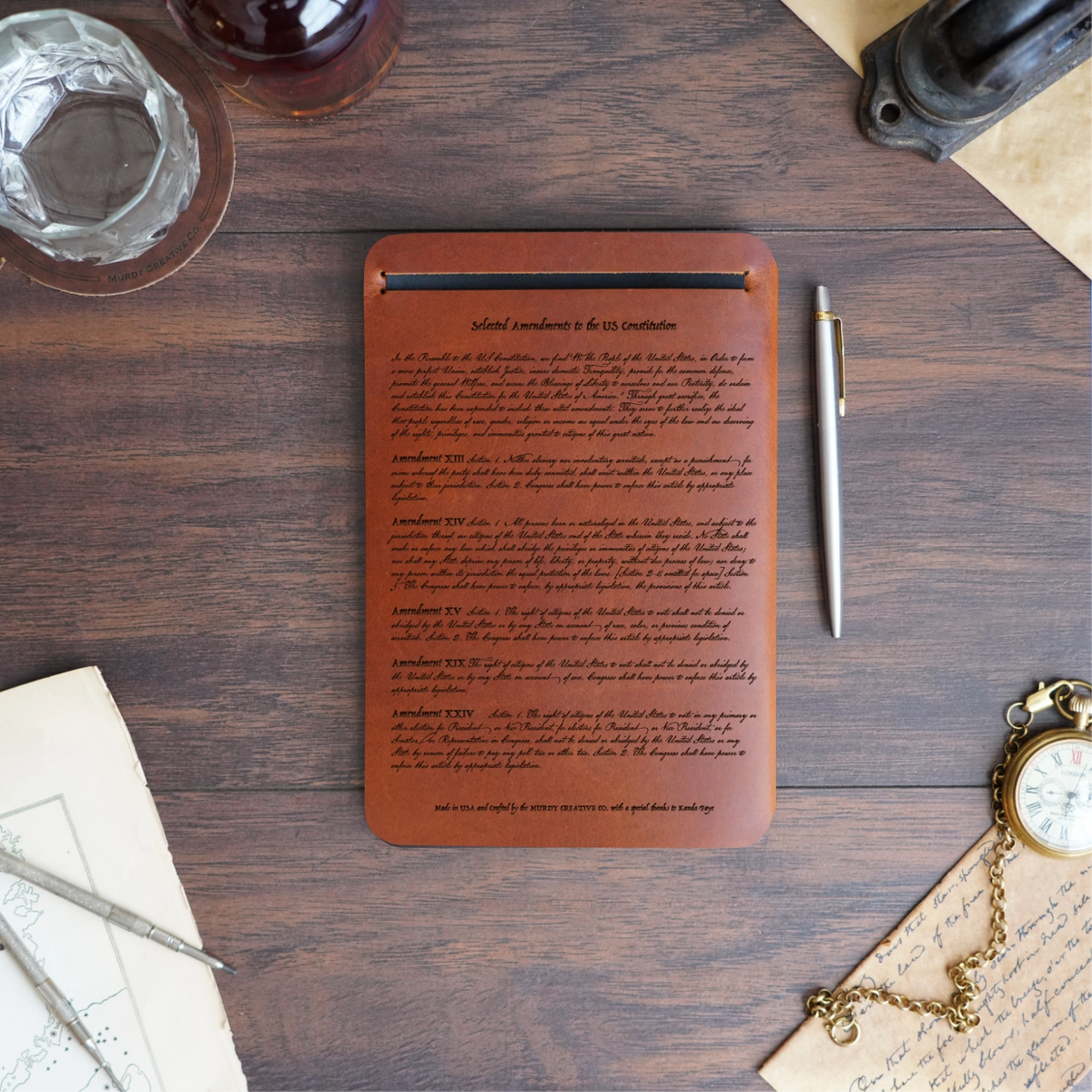 Constitution - Engraving Design - Refillable Leather Slip Covers
