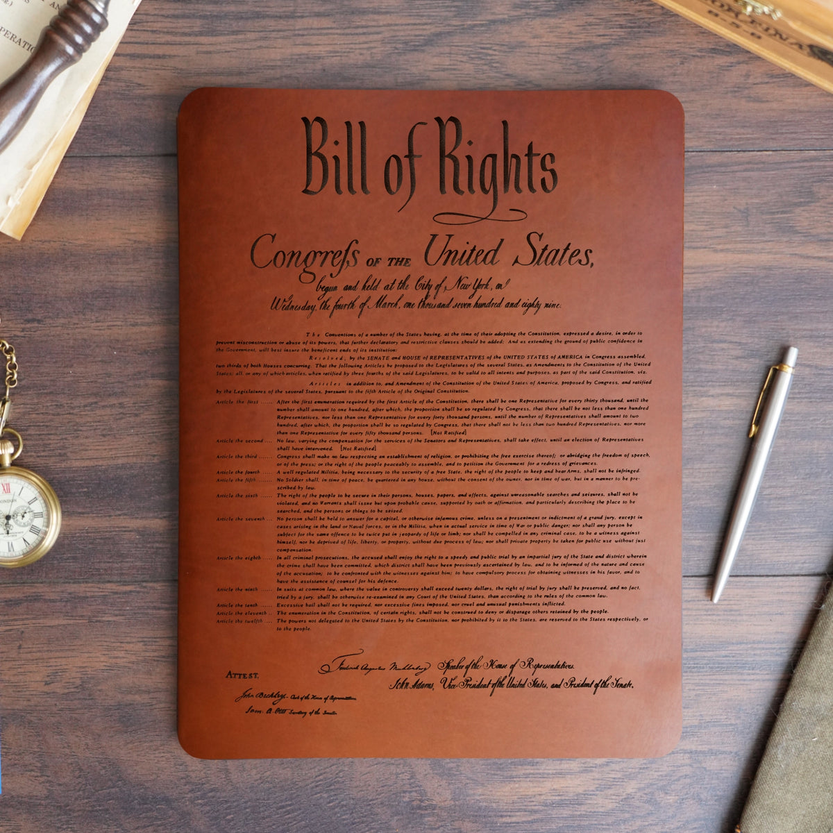 Constitution - Engraving Design - Refillable Leather Slip Covers