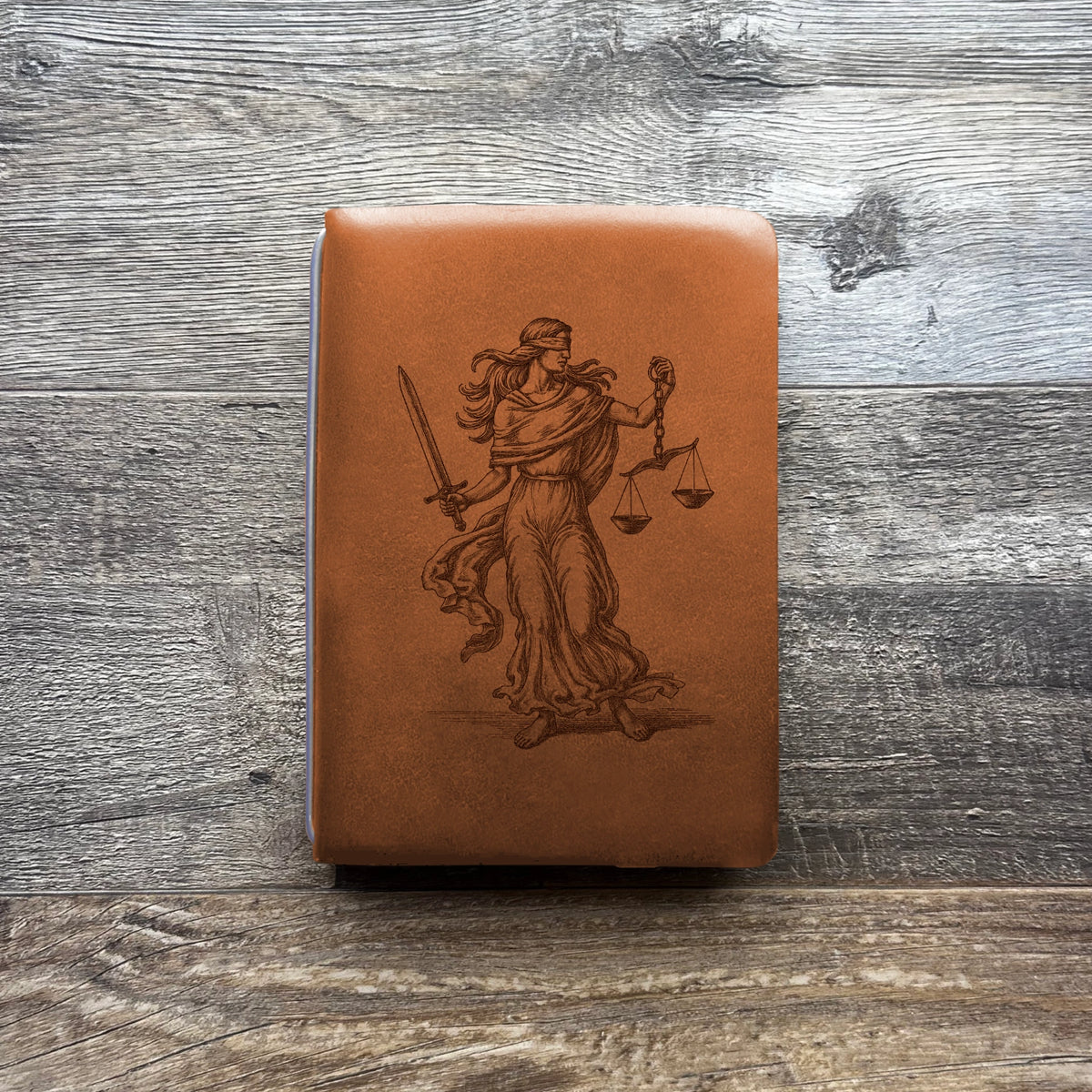 Lady Justice - Engraving Design - Refillable Leather Covers