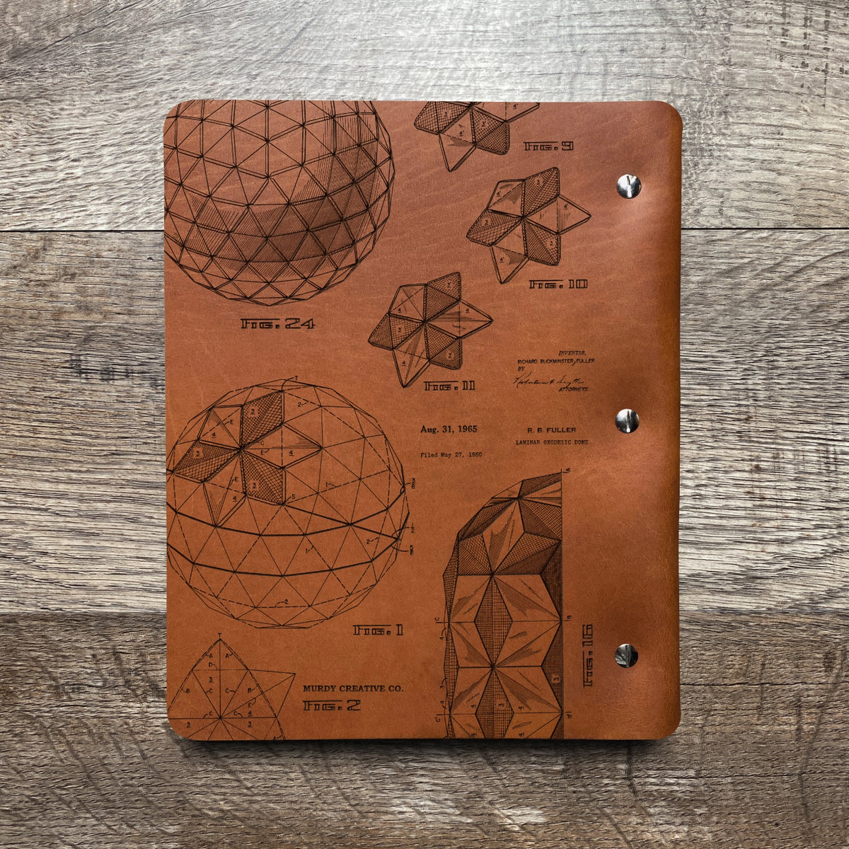 Bucky Ball - Geodesic - Engraving Design - Refillable Leather Binders