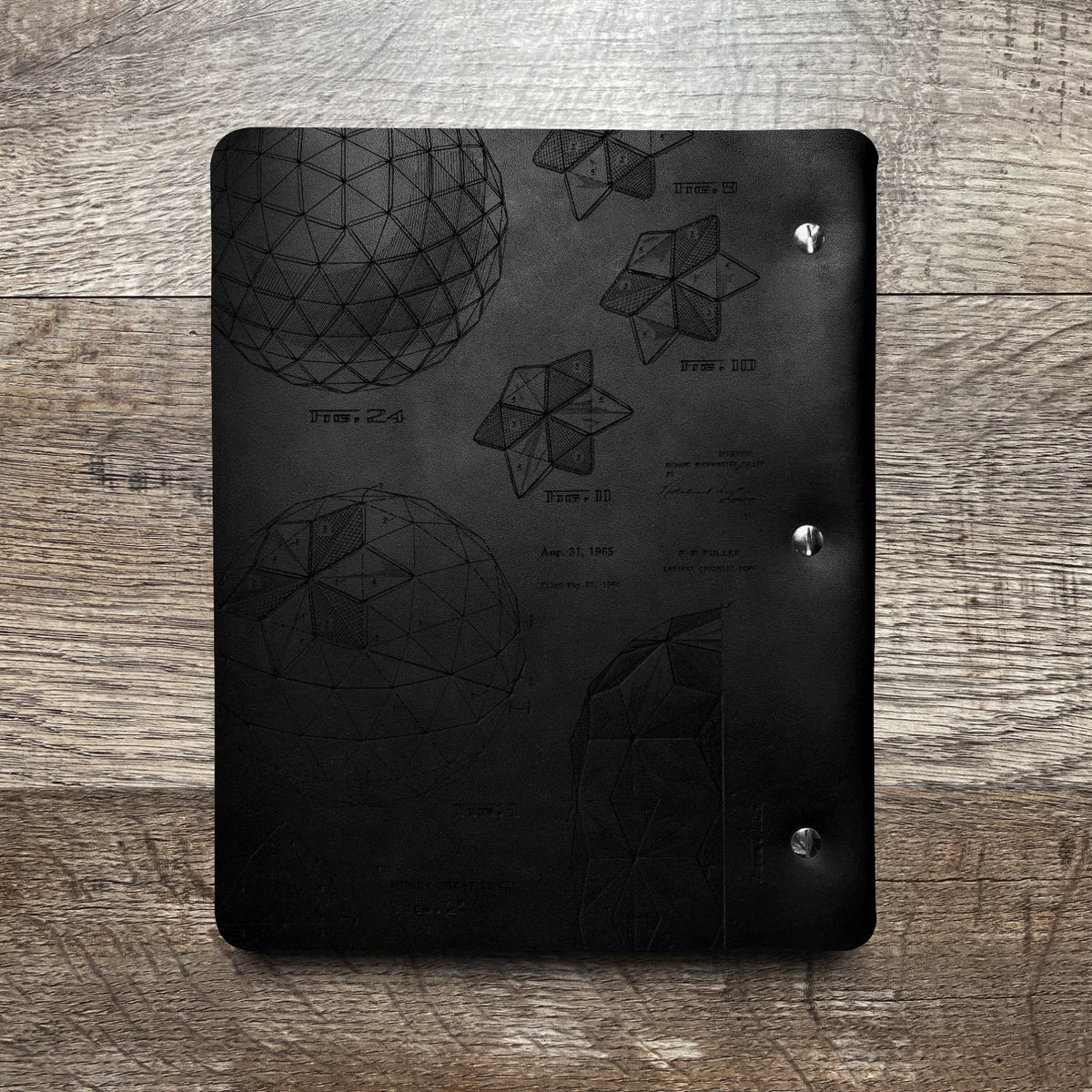Bucky Ball - Geodesic - Engraving Design - Refillable Leather Binders