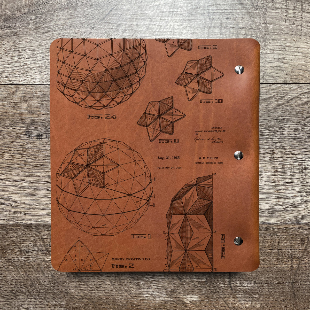 Bucky Ball - Geodesic - Engraving Design - Refillable Leather Binders