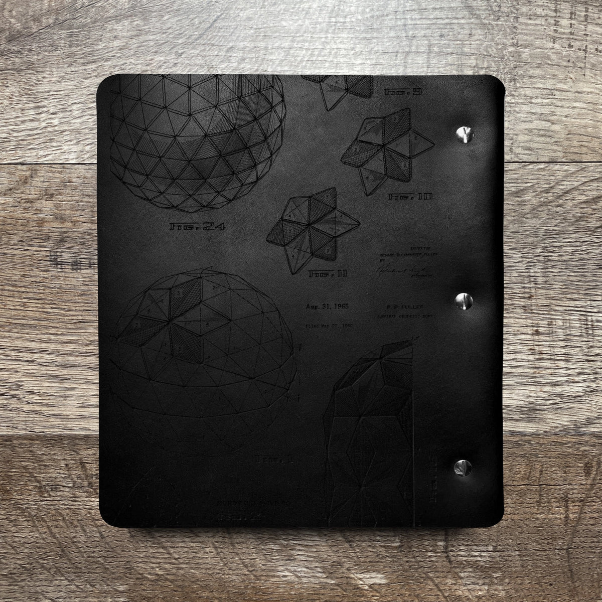 Bucky Ball - Geodesic - Engraving Design - Refillable Leather Binders