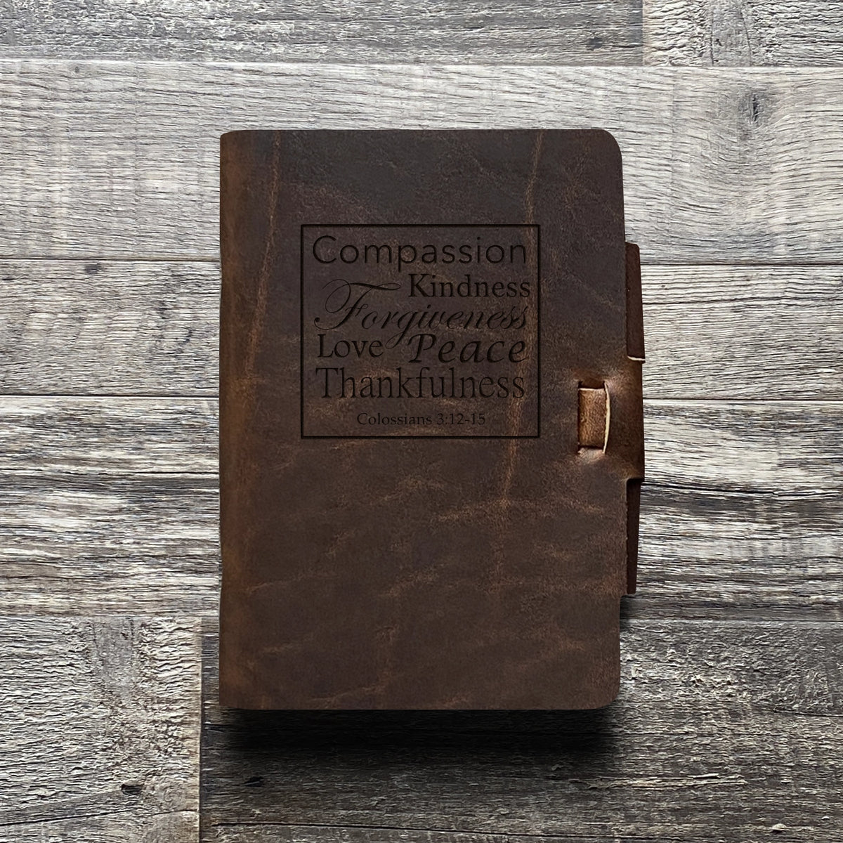 Colossians 3:12-15 - Engraving Design - Refillable Leather Journals