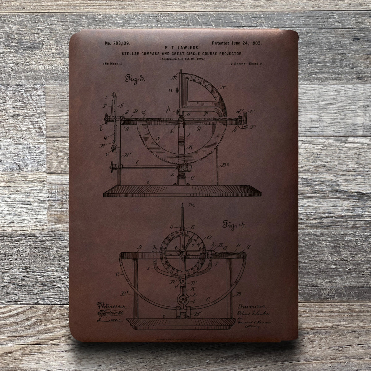 Compass - Engraving Design - Refillable Leather Folios