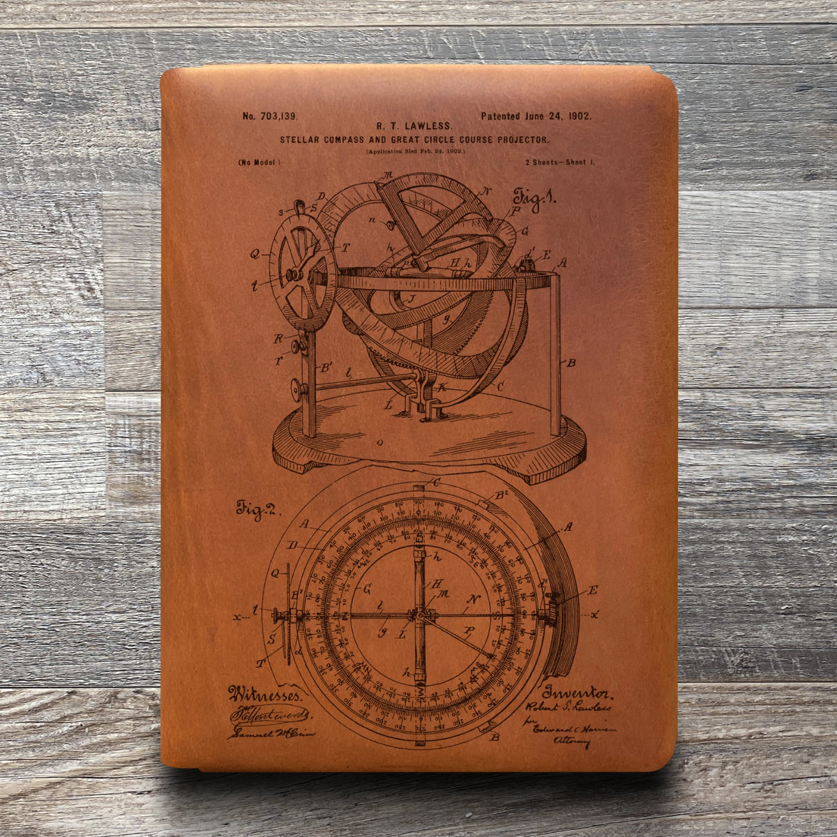 Compass - Engraving Design - Refillable Leather Folios