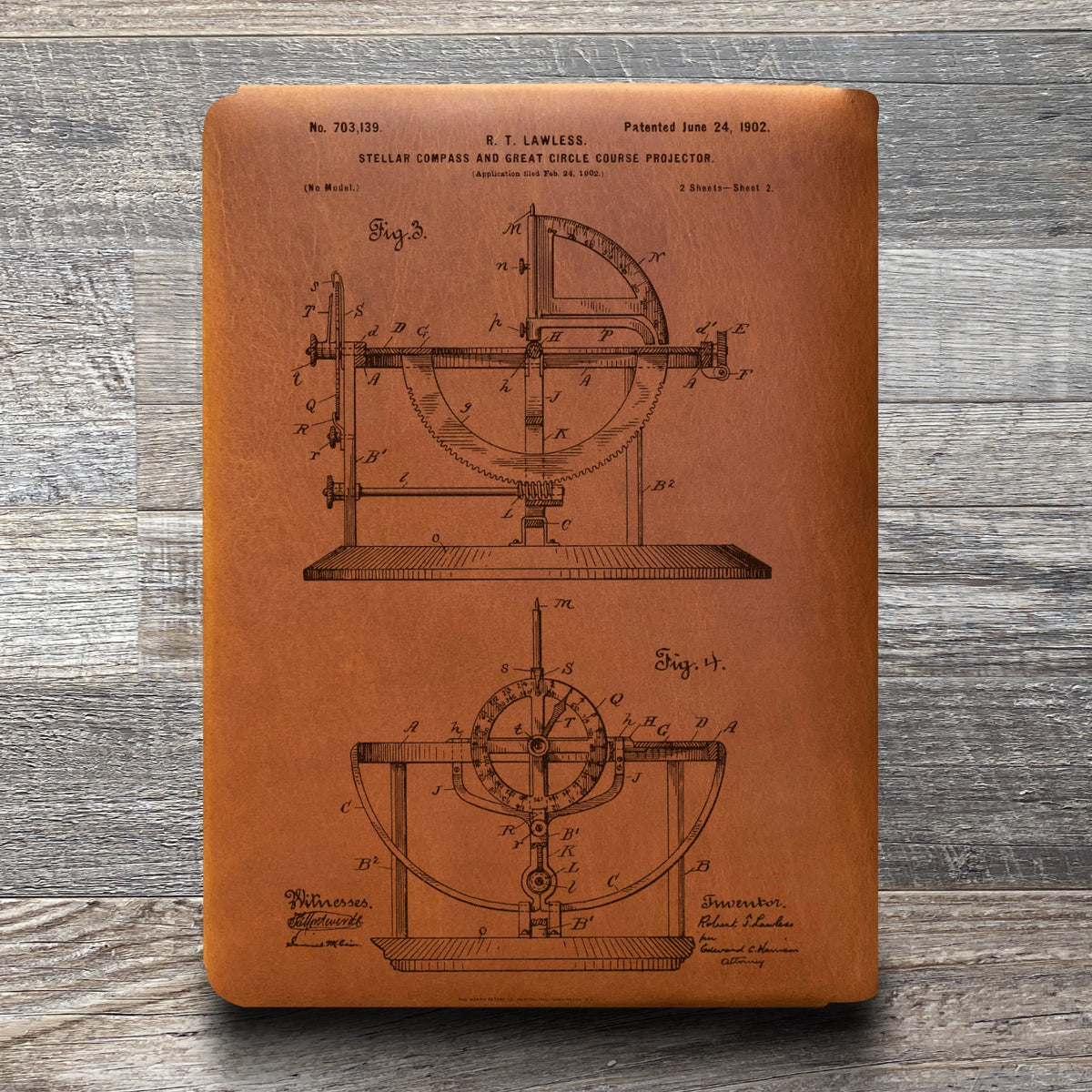 Compass - Engraving Design - Refillable Leather Folios