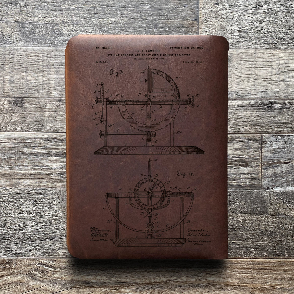 Compass - Engraving Design - Refillable Leather Folios
