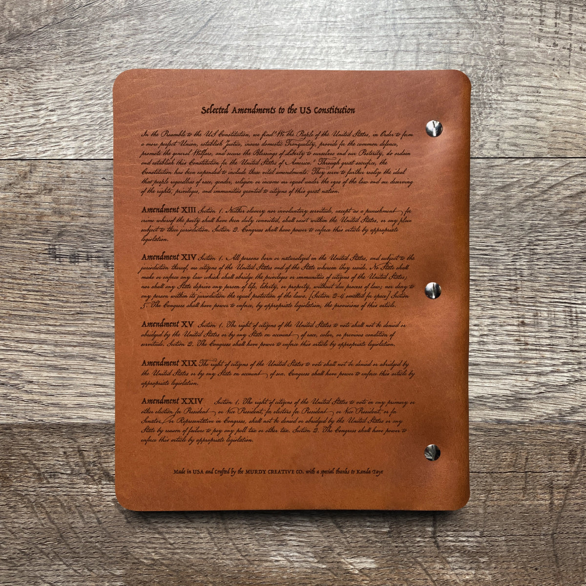 Constitution - Engraving Design - Refillable Leather Binders