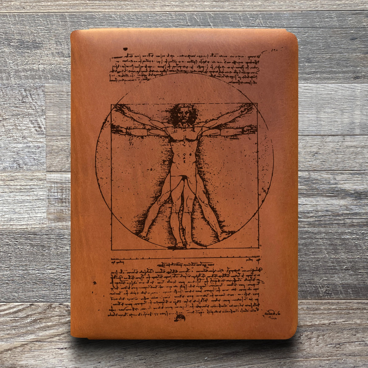 Da Vinci - Vitruvian - Engraving Design - Refillable Leather Folios