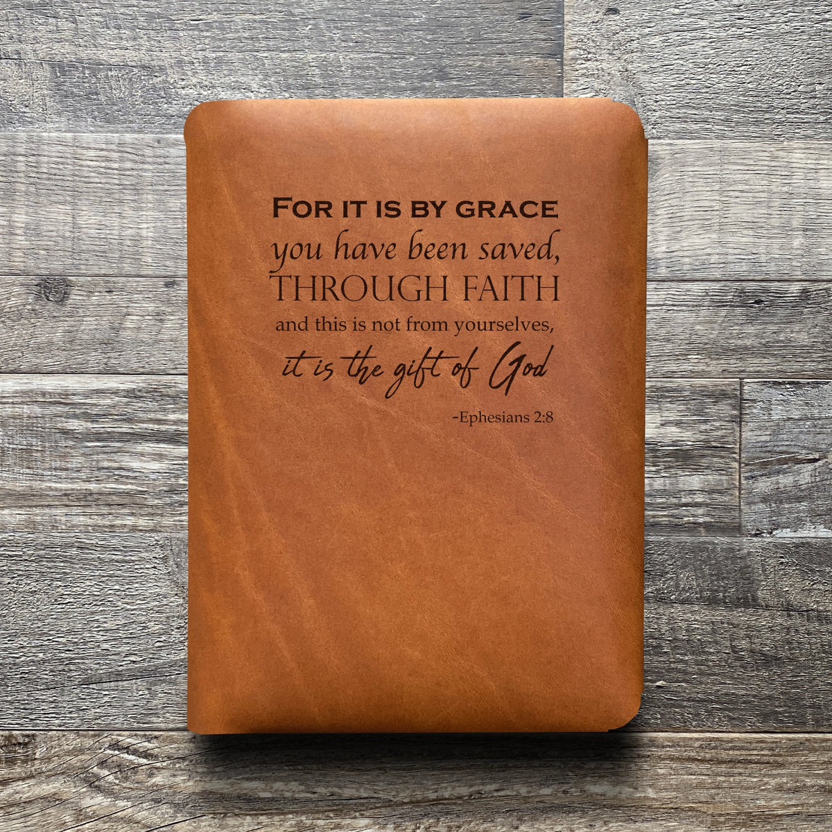 Ephesians 2:8 - Engraving Design - Refillable Leather Folios