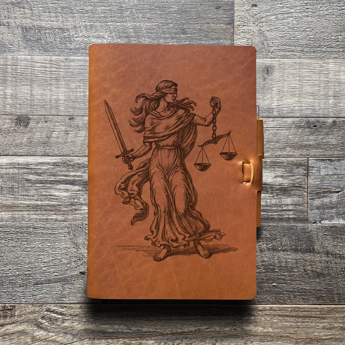 Lady Justice - Engraving Design - Refillable Leather Journals