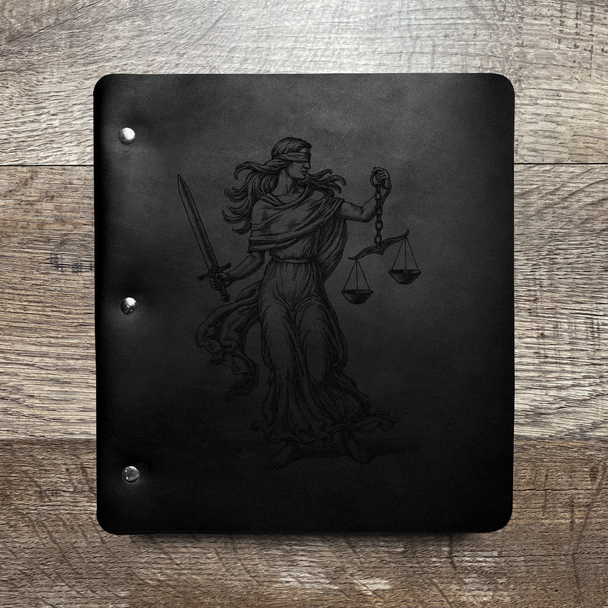 Lady Justice - Engraving Design - Refillable Leather Binders