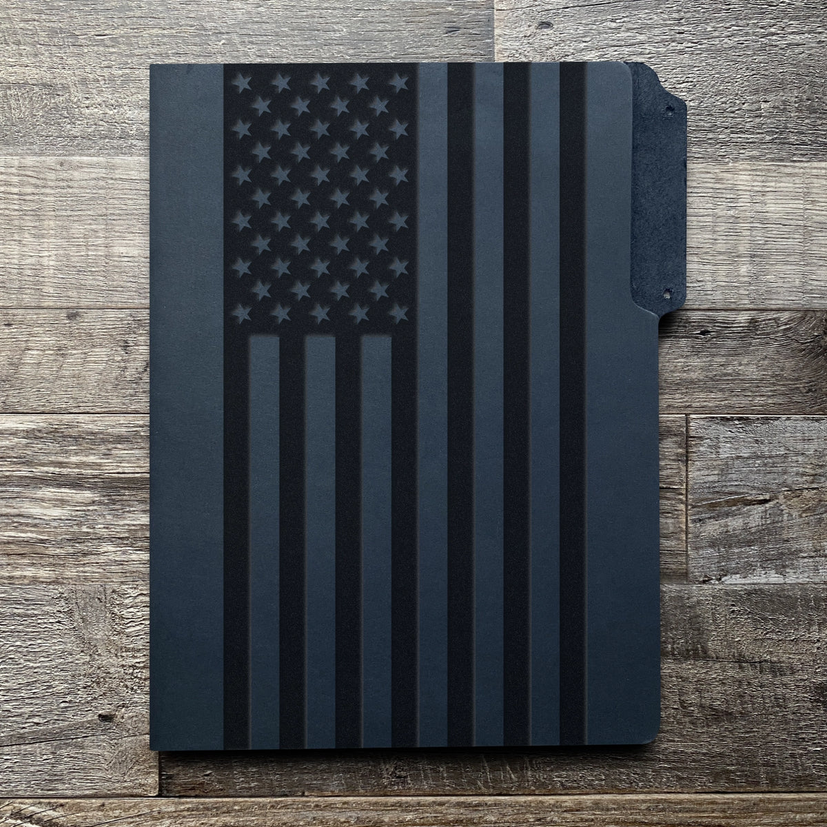 American Flag - Large - Engraving Design - Leather File Folder