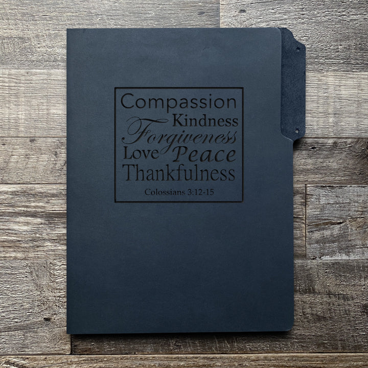 Colossians 3:12-15 - Pre-Engraved - Leather File Folder