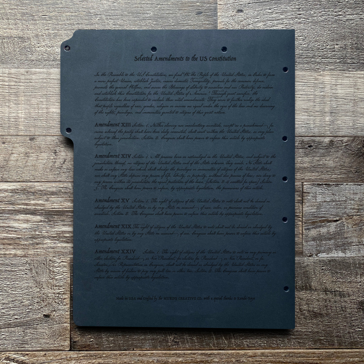 Constitution - Engraving Design - Leather File Folder