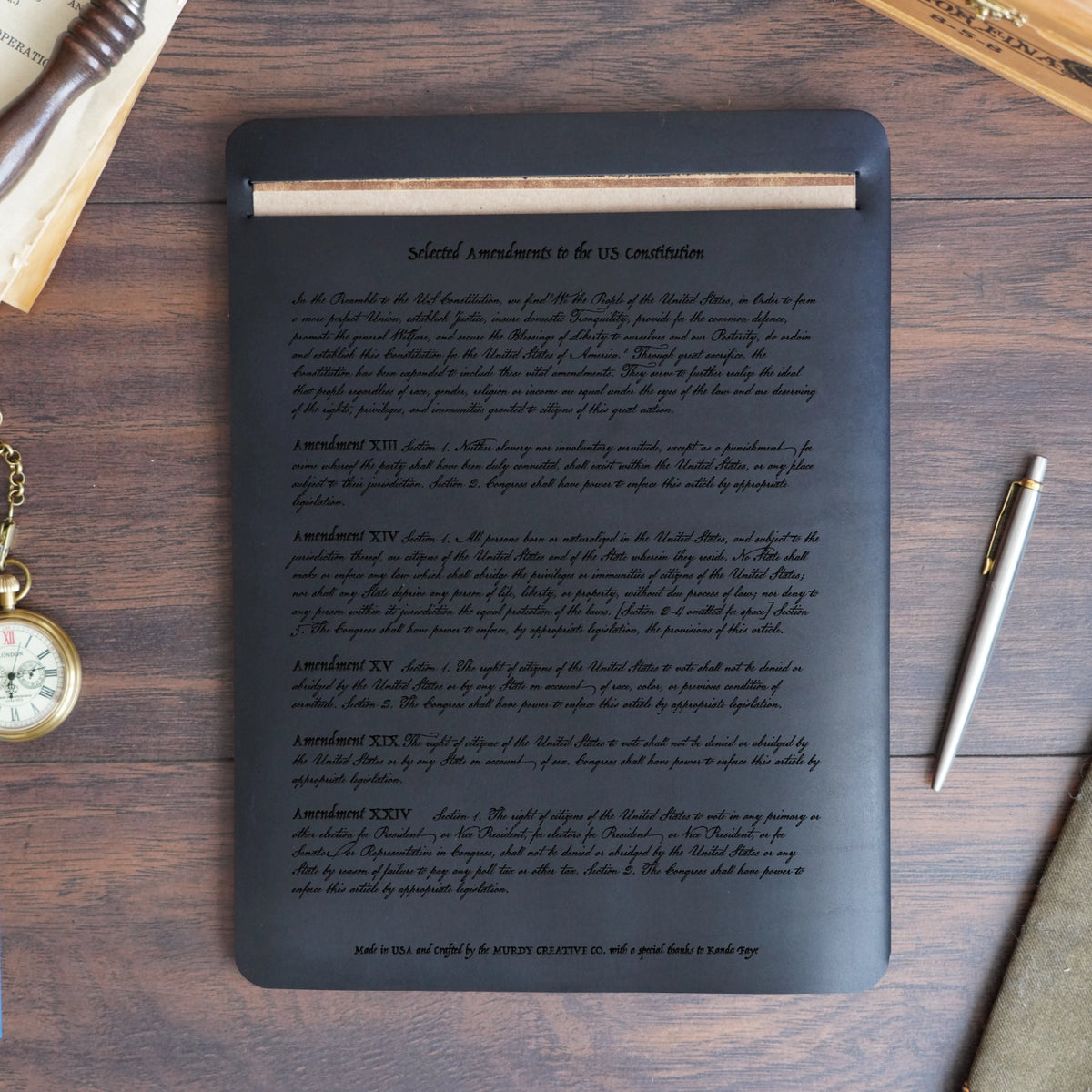 Constitution - Engraving Design - Refillable Leather Slip Covers