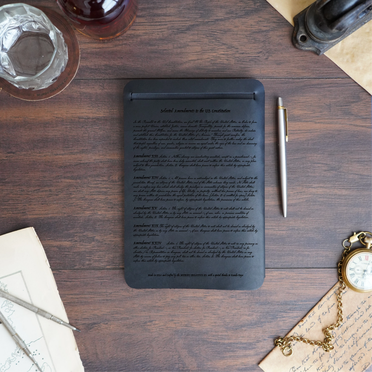 Constitution - Engraving Design - Refillable Leather Slip Covers