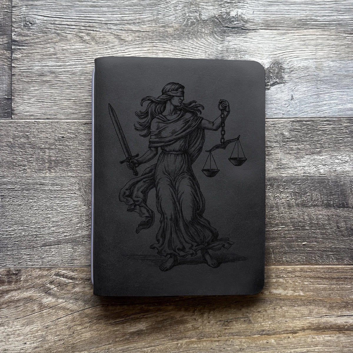 Lady Justice - Engraving Design - Refillable Leather Covers