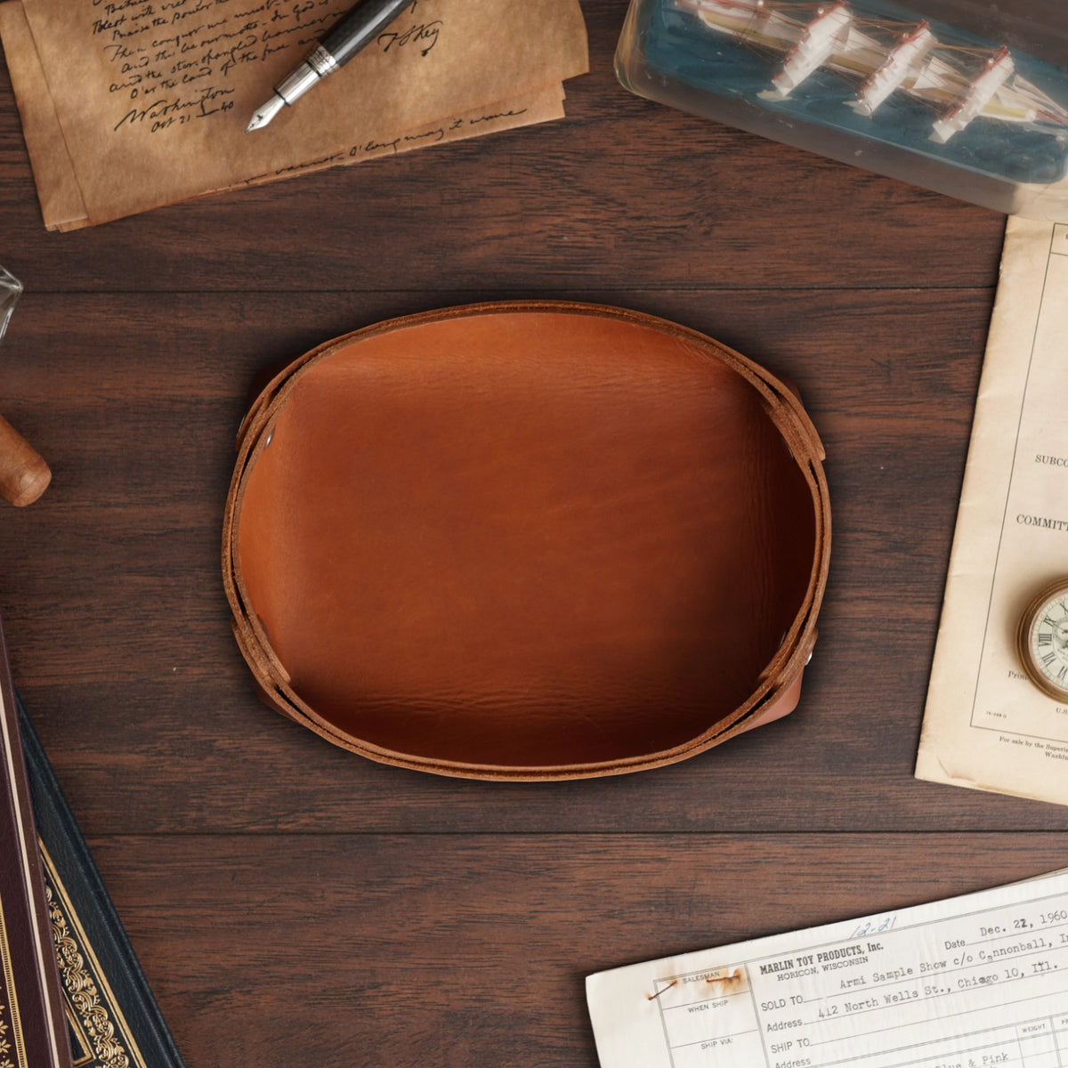Leather Key Valet Tray