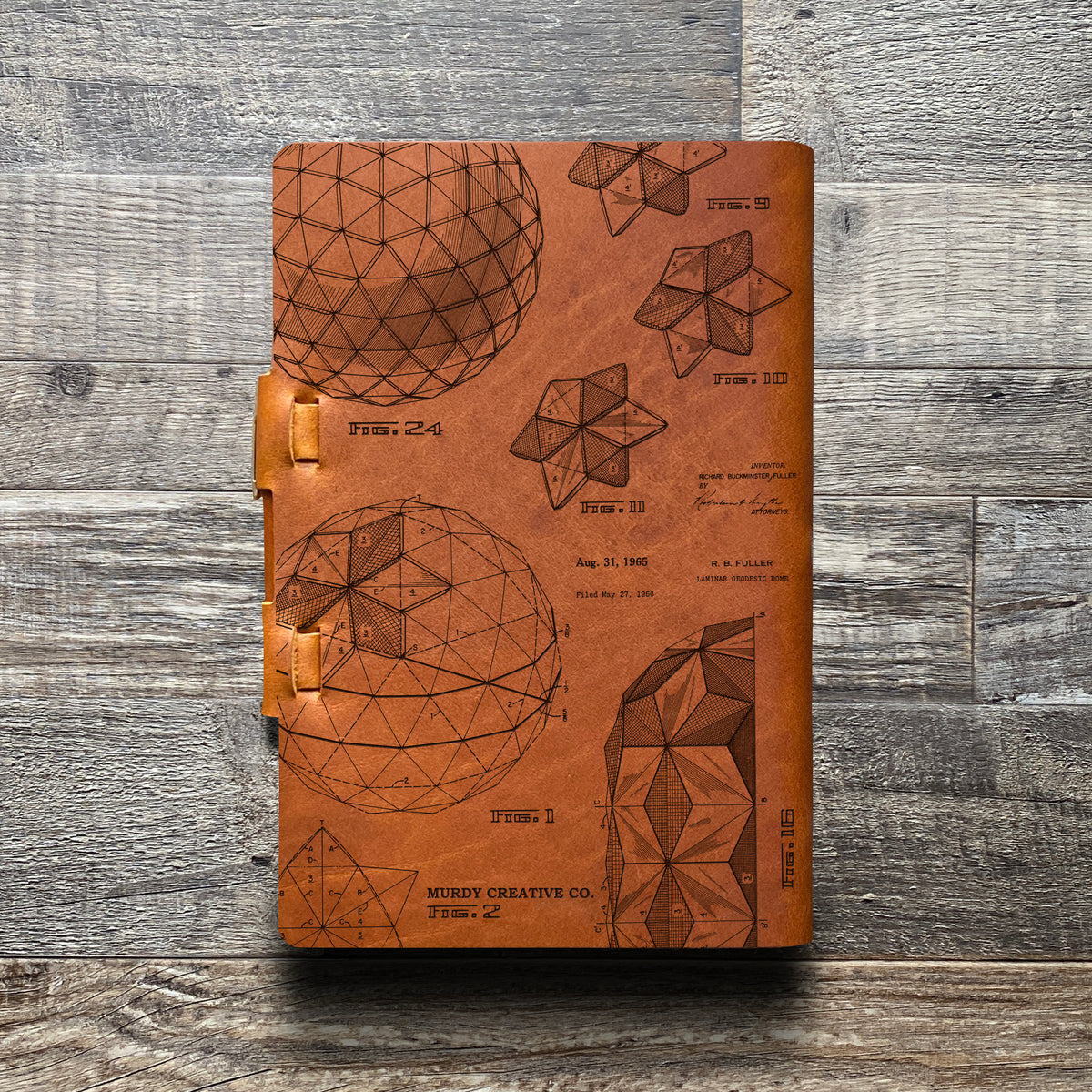 Bucky Ball - Geodesic - Engraving Design - Refillable Leather Journals
