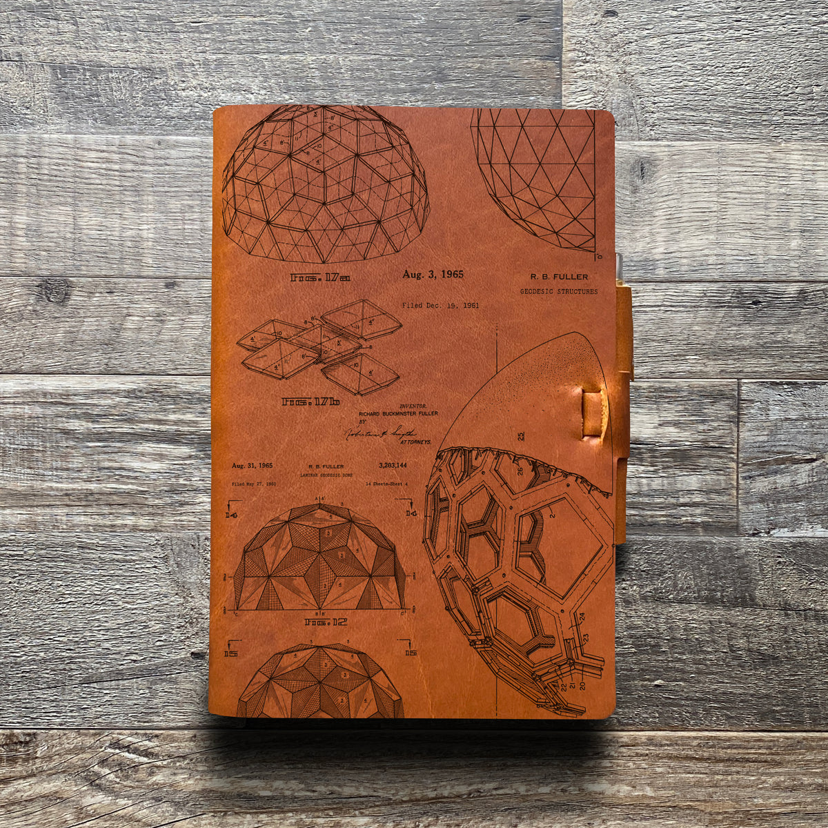 Bucky Ball - Geodesic - Engraving Design - Refillable Leather Journals
