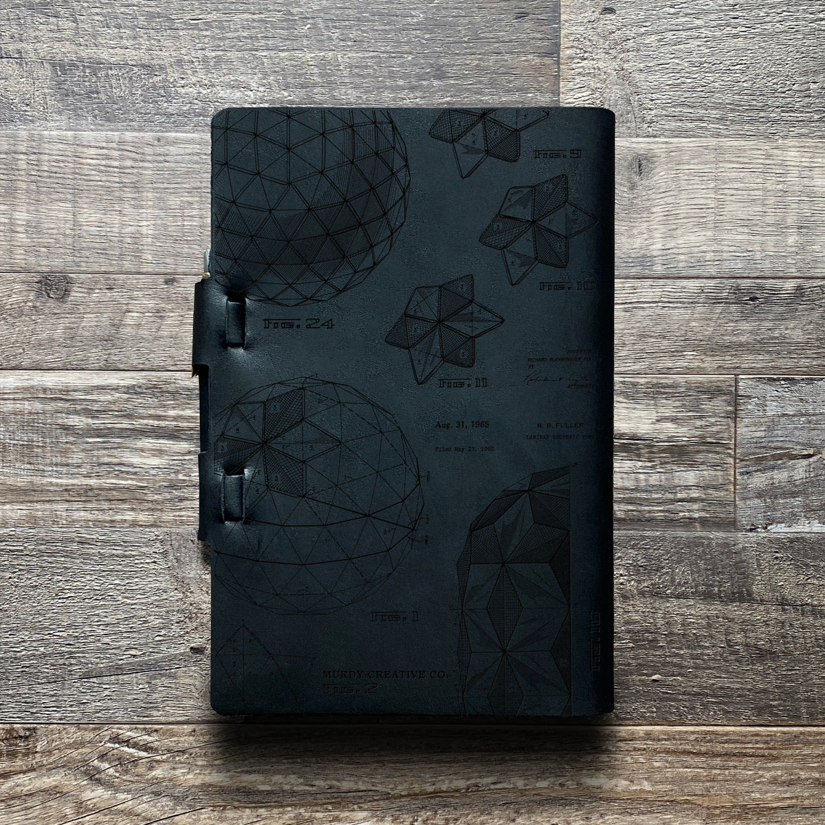 Bucky Ball - Geodesic - Engraving Design - Refillable Leather Journals