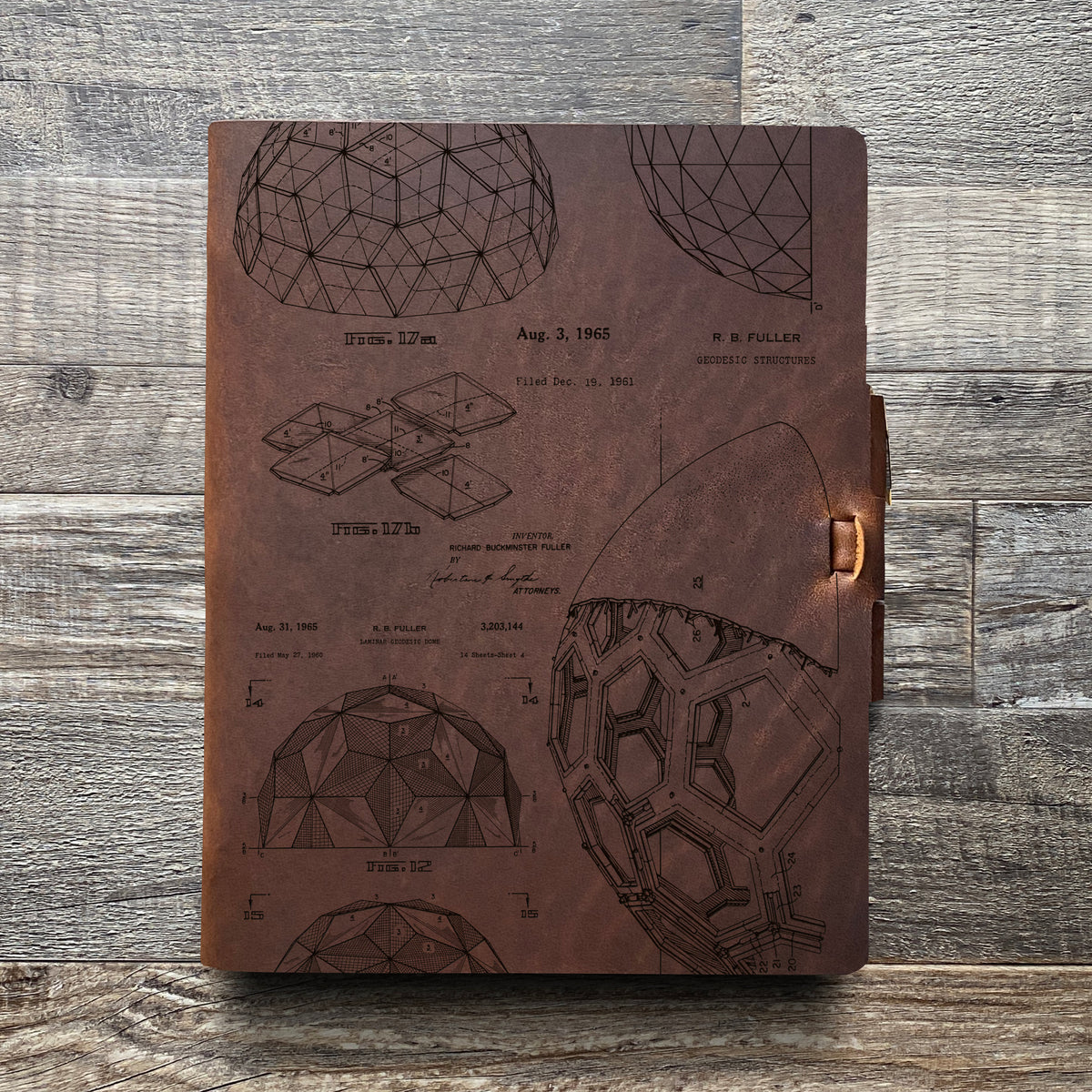 Bucky Ball - Geodesic - Engraving Design - Refillable Leather Journals