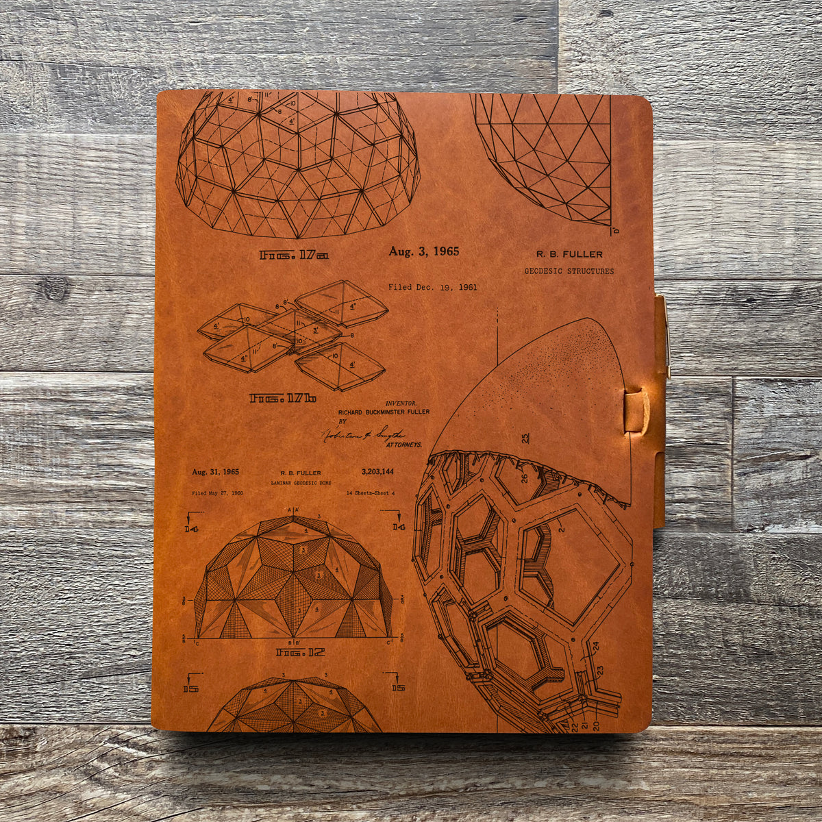 Bucky Ball - Geodesic - Engraving Design - Refillable Leather Journals
