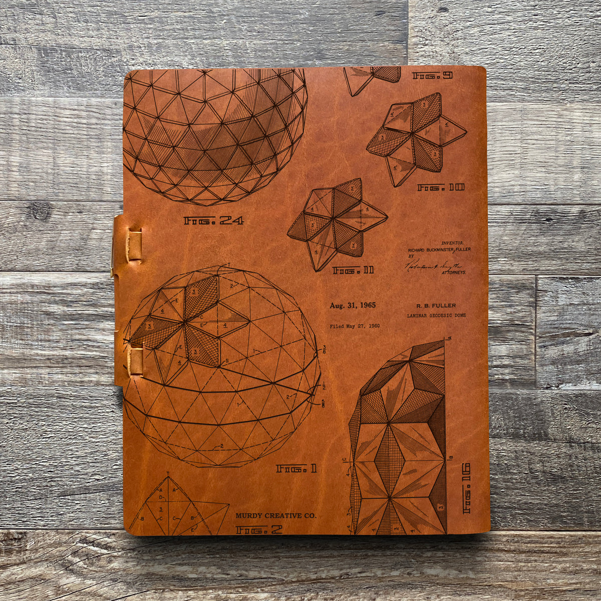 Bucky Ball - Geodesic - Engraving Design - Refillable Leather Journals