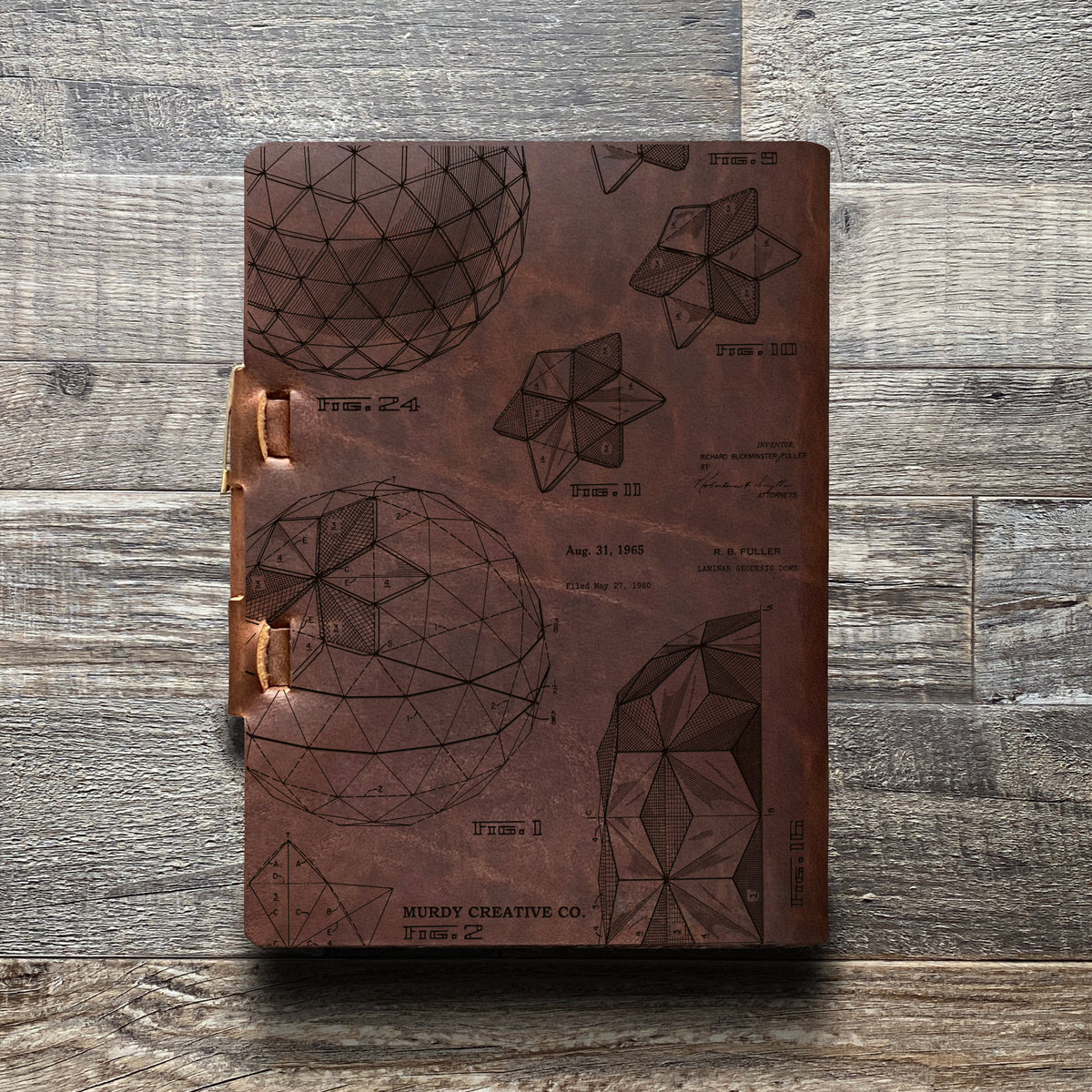 Bucky Ball - Geodesic - Engraving Design - Refillable Leather Journals