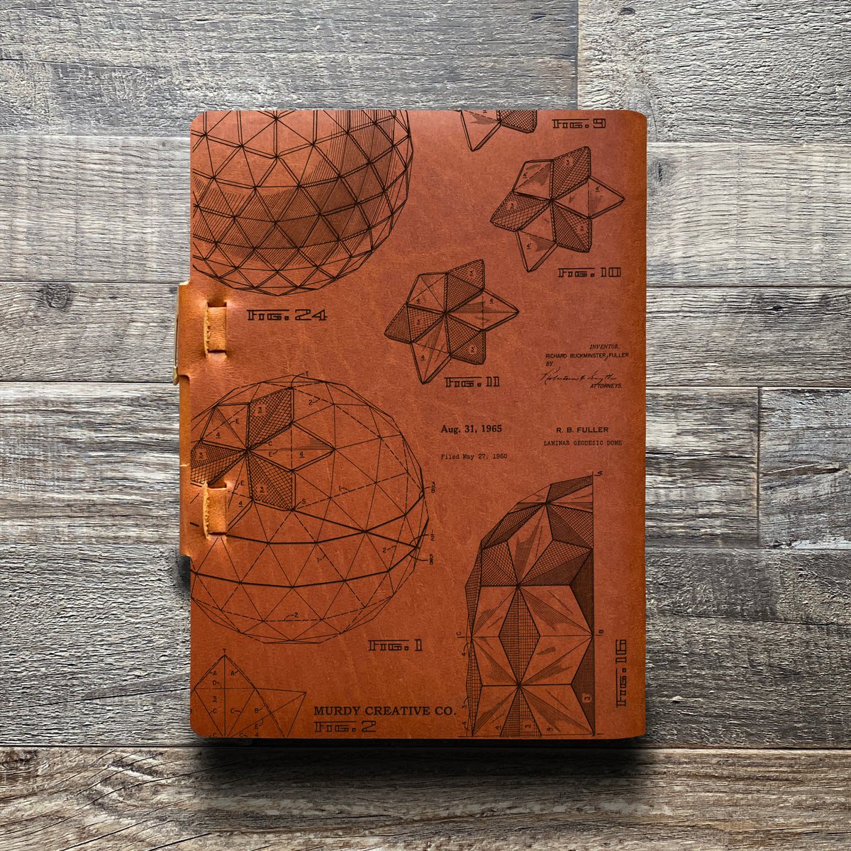 Bucky Ball - Geodesic - Engraving Design - Refillable Leather Journals