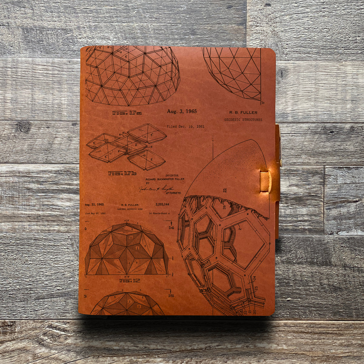 Bucky Ball - Geodesic - Engraving Design - Refillable Leather Journals