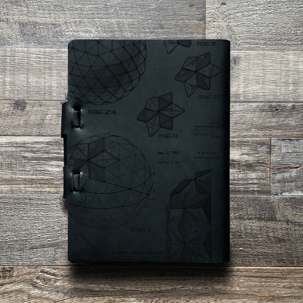 Bucky Ball - Geodesic - Engraving Design - Refillable Leather Journals