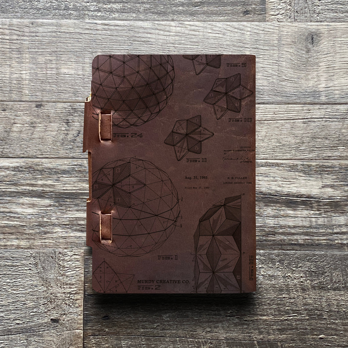 Bucky Ball - Geodesic - Engraving Design - Refillable Leather Journals